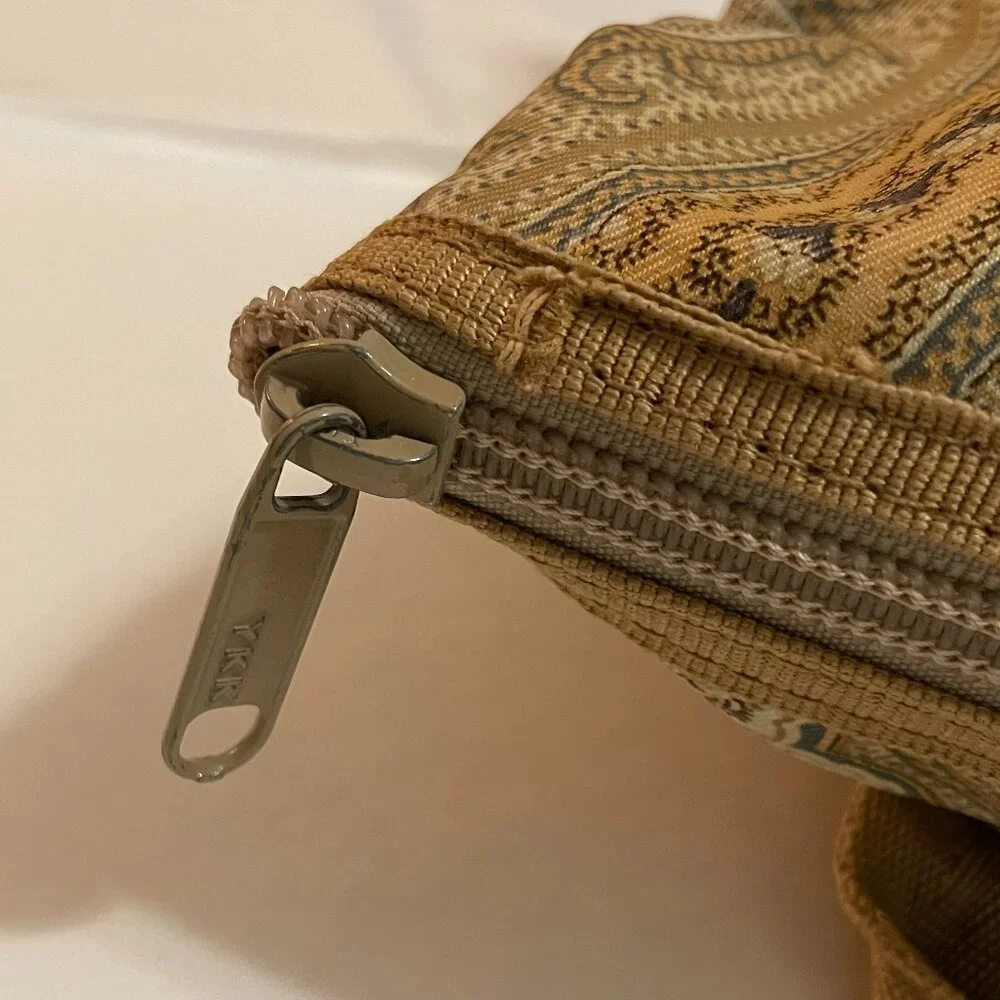 Vintage ETRO Profumi Double Handle Tote Bag in Paisley Beige Gold Nylon EUC - Picture 9 of 13